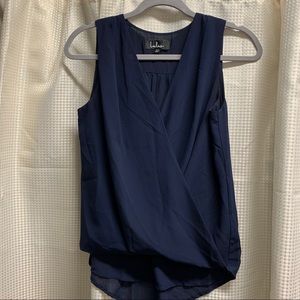 Lulu’s Navy Blue V-Neck Blouse